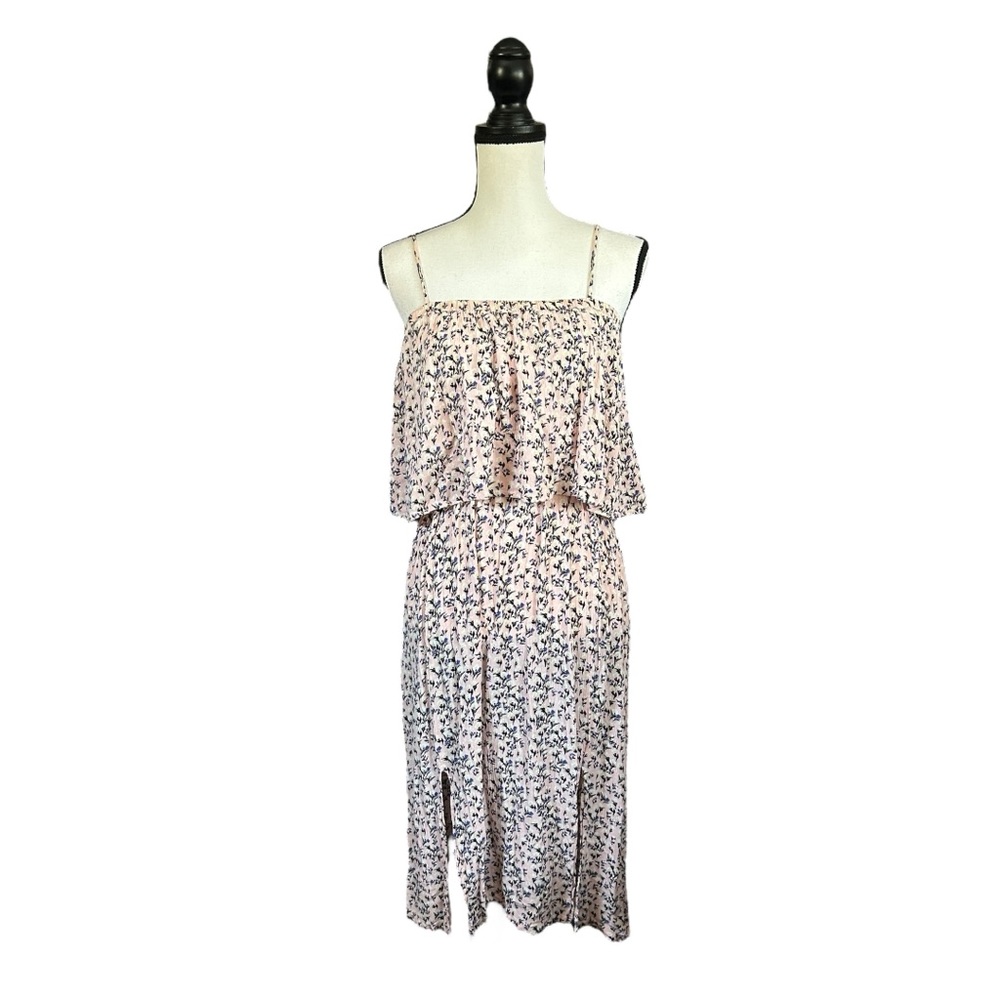 MINKPINK Graceful Layer Pink Floral Ruffle Midi Dress Feminine Romantic Medium